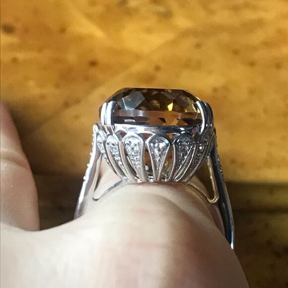 Natural Citrine Sterling Silver Cocktail Ring Size 8 - Picture 3 of 8